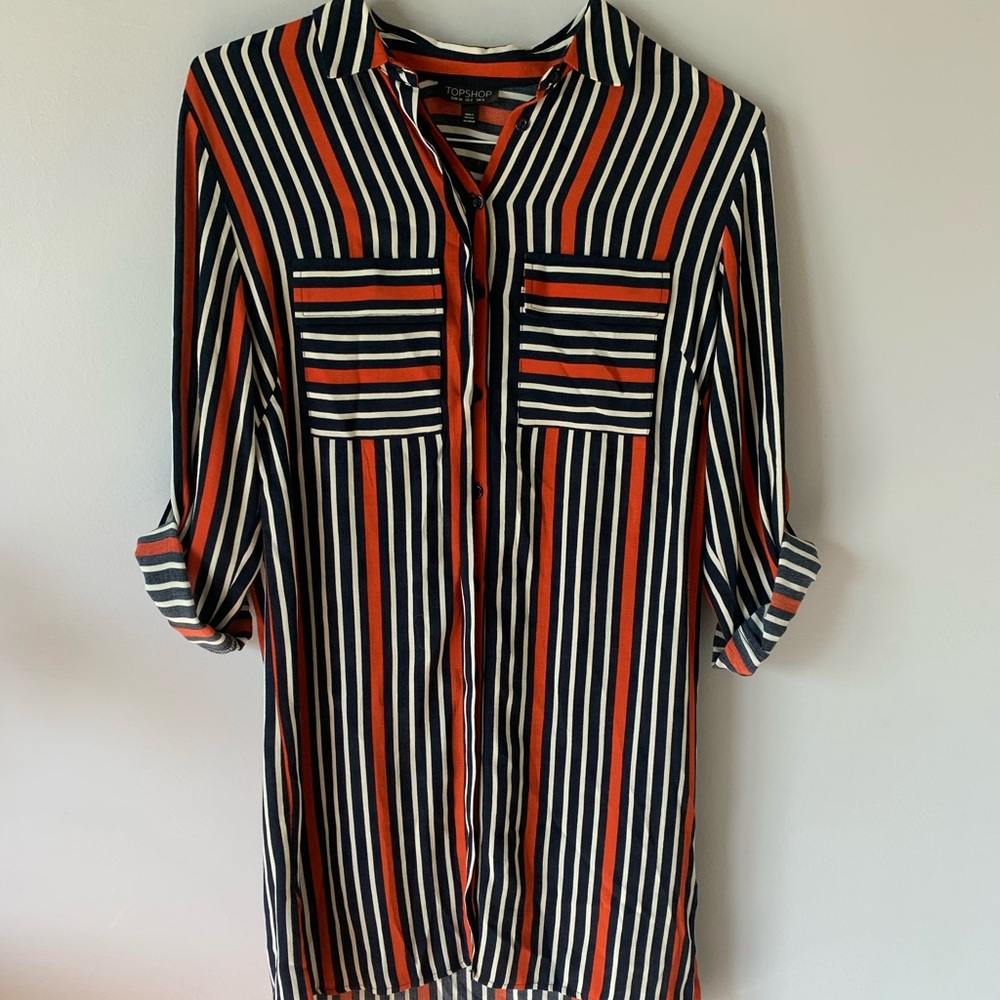 Topshop Striped Button Down Dress